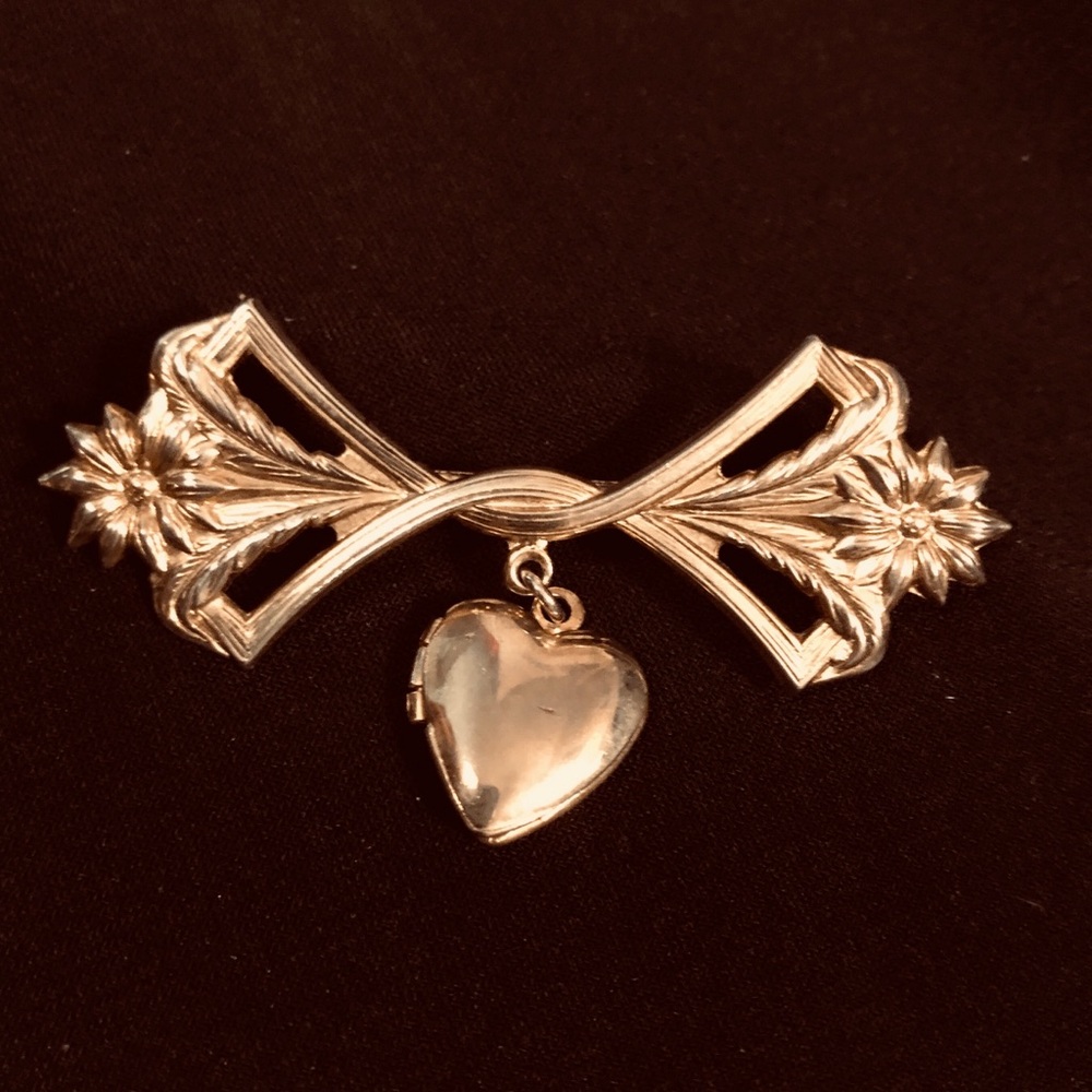 Gold toned Sugned Lillian Vernon Locket & Brooch Pin.